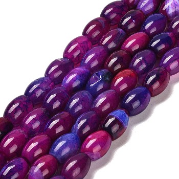 Natural Agate Beads Strands, Bongo Shape, Dyed & Heated, Drum, Purple, 13~14x10mm, Hole: 1.2mm, about 28pcs/strand, 15.16''(38.5cm)