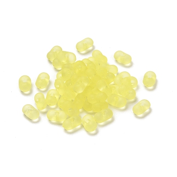 Transparent Acrylic Beads, Frosted, Peanut, Yellow, 6x4x3mm, Hole: 1mm, about 10230pcs/500g