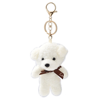Cute Cotton Keychain, with Iron Key Ring, for Bag Decoration, Keychain Gift Pendant, Dog, 19.5cm