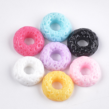 Resin Decoden Cabochons, Donut, Imitation Food, Mixed Color, 16x5.5mm