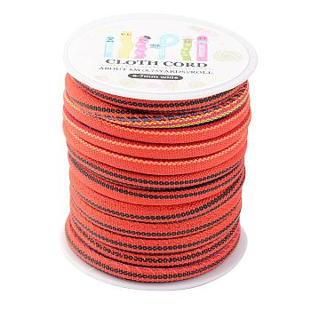 Ethnic Cord Cloth Cord, Colorful, 6~7mm, about 8.75yards/roll(8m/roll)