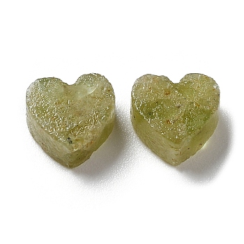 Natural Peridot Cabochons, Heart, 6~7x6~6.5x3mm