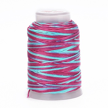 5 Rolls 12-Ply Segment Dyed Polyester Cords, Milan Cord, Round, Camellia, 0.4mm, about 71.08 Yards(65m)/Roll