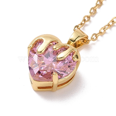 Ожерелье с кулоном в виде сердца из кубического циркония с 304 цепочкой из нержавеющей стали для женщин(NJEW-H164-01C)-2