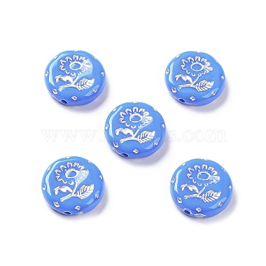 Royal Blue Flat Round Acrylic Beads