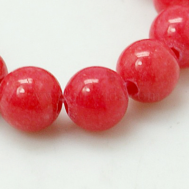 10mm Crimson Round Mashan Jade Beads