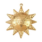 304 Stainless Steel Pendants, Sun Charms, Ion Plating(IP), Real 18K Gold Plated, 45x38.5x6mm, Hole: 2mm(X-STAS-L295-01G-02)