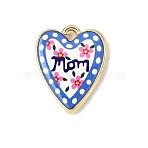 Printed Alloy Pendants, Heart Charms, Long-Lasting Plated, Rack Plating, Golden, Word, 20x15x4mm, Hole: 1.6mm(ENAM-F160-07A-G)