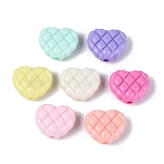 Opaque Plastic Beads, Heart with Grid Pattern, Mixed Color, 17x20x9mm, Hole: 2.8mm, about 270pcs/500g(KY-N025-21)