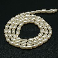 Eco-Friendly Glass Pearl Barrel Beads Strands, Wheat, 9x6mm, Hole: 1mm, about 45pcs/strand, 16.3 inch(X-HY-O001-A-03)