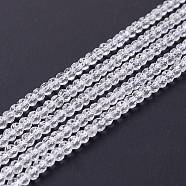 Transparent Glass Beads Strands, Faceted, Round, White, 3mm, Hole: 0.8mm, about 127~139pcs/strand, 14.09~14.53 inch(35.8~36.9cm)(GLAA-C019-01B-06)