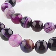 Natural Gemstone Agate Round Bead Strands, Dyed, Blue Violet, 8mm, Hole: 1mm, about 49pcs/strand, 14.96 inch(G-E233-02)