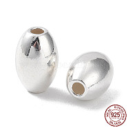 925 Sterling Silver Bead, Rice, Silver, 11x7mm, Hole: 2mm(STER-H106-03D-S)