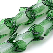 Handmade Lampwork Beads, Vegetable, Green, 18~20x13~15x13~15mm(X-LAMP-R099-13)