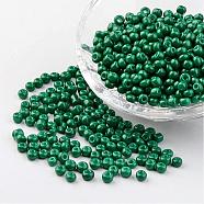 6/0 Baking Paint Glass Seed Beads, Teal, 4~5x3~4mm, Hole: 1~2mm, about 427pcs/50g(X-SEED-S003-K26)