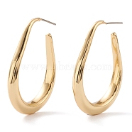 Brass Half Hoop Earrings, Stud Earrings, Teardrop, Real 18K Gold Plated, 39x28x5mm, Pin: 0.8mm(EJEW-H109-12G)
