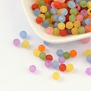 Transparent Acrylic Beads, Round, Frosted, Mixed Color, 6mm, Hole: 1.8mm, about 4000pcs/500g(PL723M)