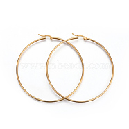201 Stainless Steel Big Hoop Earrings, with 304 Stainless Steel Pin, Hypoallergenic Earrings, Ring Shape, Golden, 12 Gauge, 59~62x2mm, Pin: 1mm(EJEW-A052-20D-G)