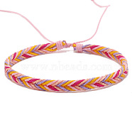 Wax Ropes Braided Woven Cord Bracelet, Ethnic Tribal Adjustable Bracelet for Women, Gold, Inner Diameter: 2-1/8~2-1/2 inch(5.5~6.5cm)(PW-WG26335-09)