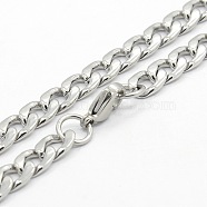 Men's 304 Stainless Steel Curb Chain Necklaces, with Lobster Claw Clasps, Stainless Steel Color, 23.6 inch(59.9cm)(STAS-O037-77P)