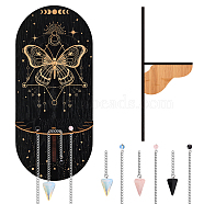 CRASPIRE DIY Pendulum Divination Making Kit, Including Cone Mixed Gemstone Dowsing Pendulum, Black Oval Hanging Wooden Crystal Display Shelf, Witch Stuff Home Decorations, Butterfly Farm, 240mm(DIY-CP0008-32B)