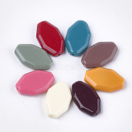 Opaque Acrylic Beads, Octagon, Mixed Color, 33.5x21x7.5mm, Hole: 2mm(OACR-T011-83)