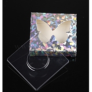 Paper Folding Boxes, Empty Eyelash Packaging Box, with Clear Heart Window, Square, Clear AB, 7.2x7.2x1.2cm(CON-WH0072-73I)