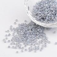 12/0 Ceylon Round Glass Seed Beads, Gray, Size: about 2mm in diameter, hole:1mm, about 3303pcs/50g(X-SEED-A011-2mm-156)