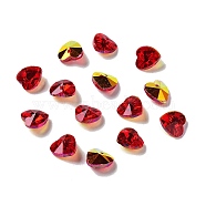 Electroplate Glass Charms, AB Color Plated, Faceted Heart, FireBrick, 10x10x5~5.5mm, Hole: 1~1.2mm(GGLA-Z002-02J)