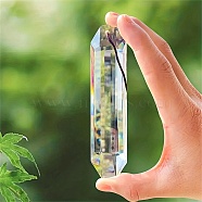 Glass Rectangle Pendant Decorations, Rainbow Maker, Hanging Suncatchers Home Car Decorations, Clear, 120x28x15mm(PW-WG15366-02)