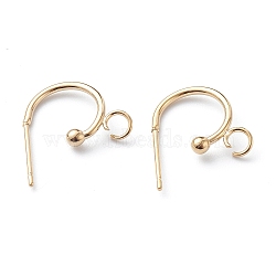 304 Stainless Steel Half Hoop Earrings, Real 24K Gold Plated, 19x15x2.5mm, Pin: 0.7mm(X-STAS-Z028-B02-G)