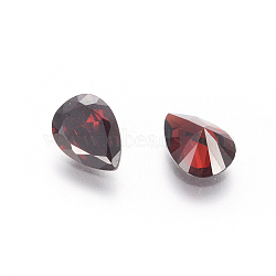 Cubic Zirconia Pointed Back Cabochons, Grade A, Faceted, teardrop, Dark Red, 6x4x2.4mm(ZIRC-M006-6x4mm-015)
