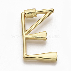 Brass Screw Carabiner Lock Charms, for Necklaces Making, Real 18K Gold Plated, Nickel Free, Letter.E, 33x19.5x2.5mm(KK-T046-001G-E-NF)
