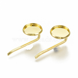 Brass Hair Findings, Pony Hook, Ponytail Decoration Accessories, with Brass Settings, Fit for Flat Back Cabochons, Golden, Tray: 16mm, 32x18mm(MAK-N030-003G)