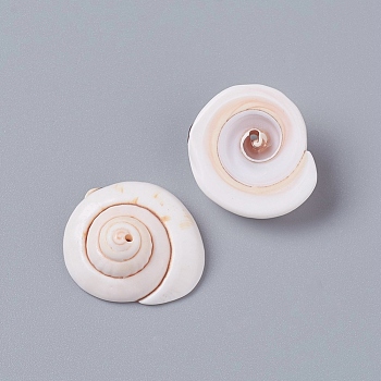 Natural Shiva Eye Shell Beads, Shell Shape, Seashell Color, 20~23x18~19x8~10mm, Hole: 1.2mm
