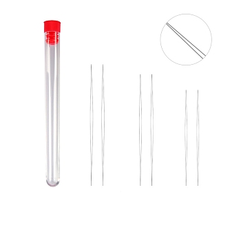 Stainless Steel Collapsible Big Eye Beading Needles, Seed Bead Needle, with Storage Tube, Red, 76~153x13mm, 7pcs/set