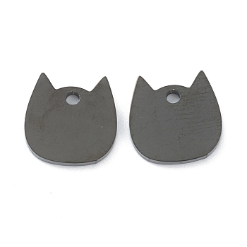 304 Stainless Steel Laser Cut Pendants, Stamping Blank Tag, Cat Head, Gunmetal, 11.5x11.5x1.5mm, Hole: 1.6mm