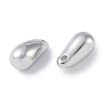 Brass Beads, Teardrop, Real Platinum Plated, 12x6x6mm, Hole: 1.2mm