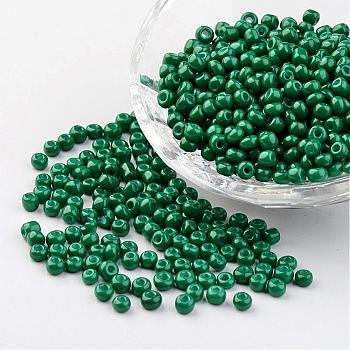6/0 Baking Paint Glass Seed Beads, Teal, 4~5x3~4mm, Hole: 1~2mm, about 427pcs/50g