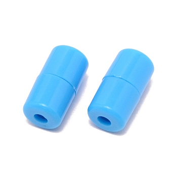 Plastic Screw Clasps, for Shoelace Buckles, Column, Deep Sky Blue, 18x9.5mm, Hole: 3mm