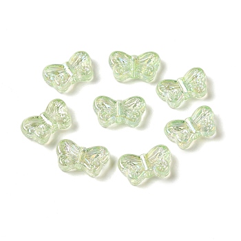 UV Plating Transparent Acrylic Beads, Butterfly, Dark Sea Green, 8x14x4mm, Hole: 1.4mm