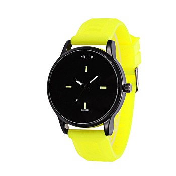 Fashionable Women's Alloy Silicone Quartz Wristwatches, Yellow, 255x20mm, Watch Head: 53x48x12mm