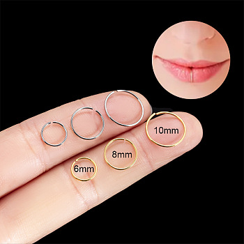 G23 Titanium Lip Ring, Hoop Nose Rings for Women Men, Stainless Steel Color, 6mm