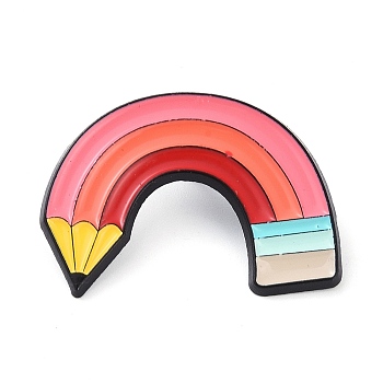 Rainbow Black Zinc Alloy Brooches, Enamel Pins, for Backpack Cloth, Hot Pink, 22.5x30.5x1.5mm