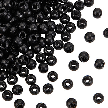 Glass Beads, Rondelle, Black, 6.3x5mm, Hole: 2.5mm