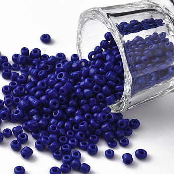 8/0 Glass Seed Beads, Opaque Colours Seed, Small Craft Beads for DIY Jewelry Making, Round, Round Hole, Blue, 8/0, 3mm, Hole: 1mm, about 10000pcs/pound