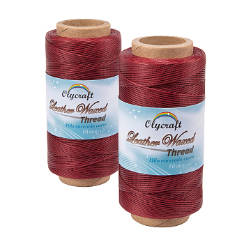 Olycraft Waxed Polyester Cord, Dark Red, 0.8mm, about 260m/roll