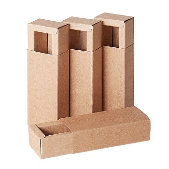 Kraft Paper Folding Box, Drawer Box, Rectangle, BurlyWood, Finished Product: 9.5x4cm, Inside Size: 8x2.5x2.5cm, 24pcs/set
