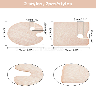 CHGCRAFT 4Pcs 2 Styles Wooden Color Palette(WOOD-CA0001-21)-2