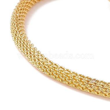 Bracelet coulissant à breloques en forme de cœur avec strass en cristal et chaîne à mailles rondes pour femme(BJEW-C013-08G)-2